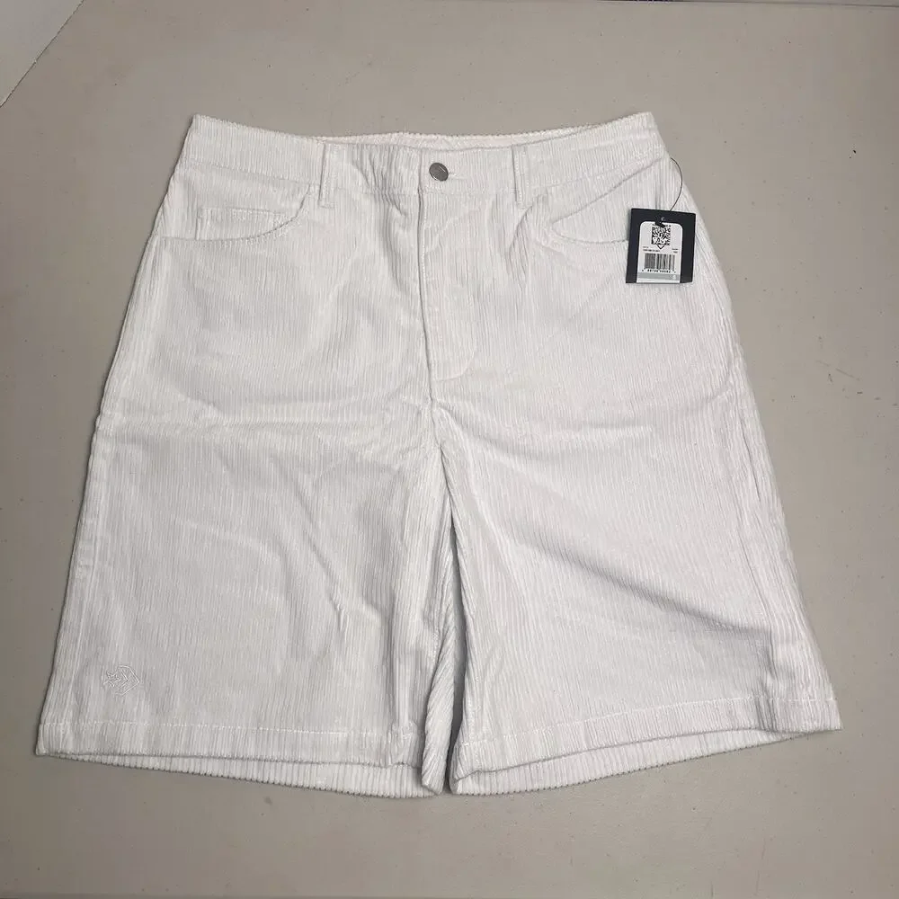 Converse MadeMe White Corduroy High Waist Oversized Shorts Womens 8 Streetwear